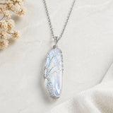Aqua Quartz Crystal Tree Of Life Necklace