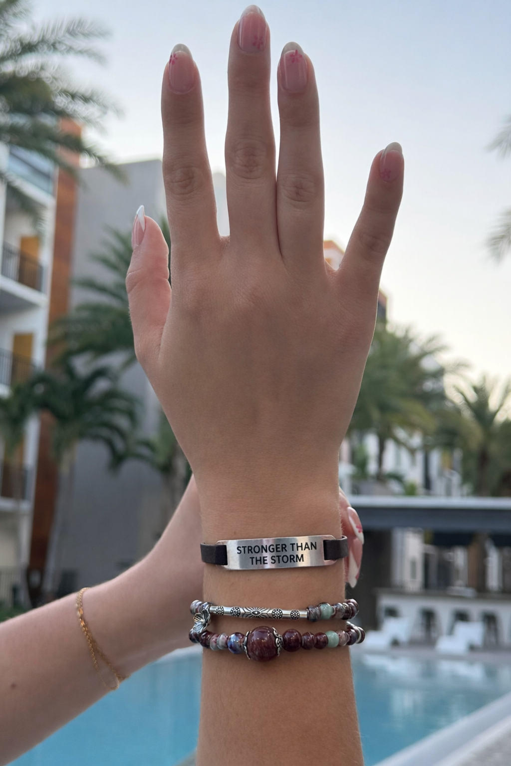 Stronger Than The Storm Leather Bracelet