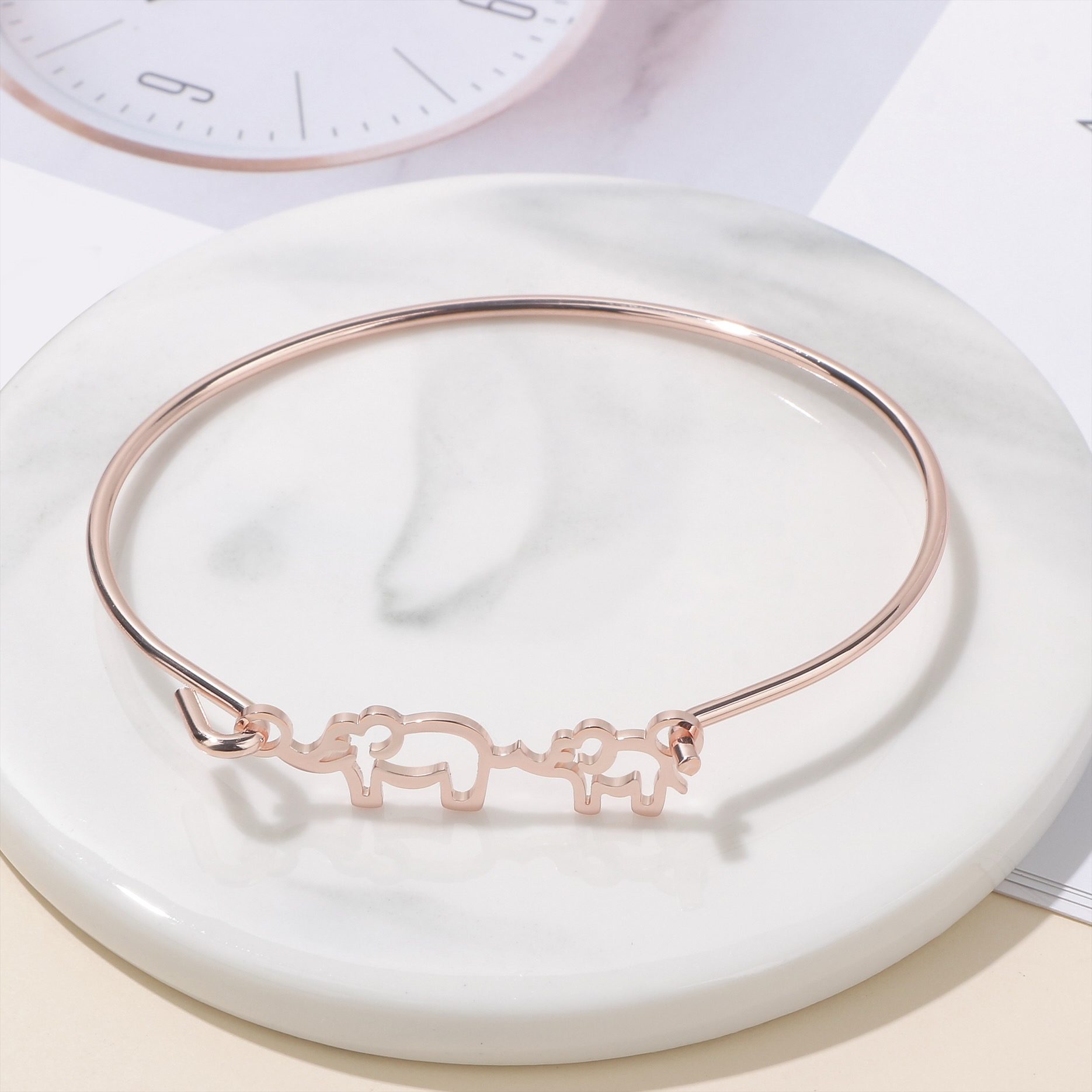 Stronger Together Elephant Charm Cuff Bracelet