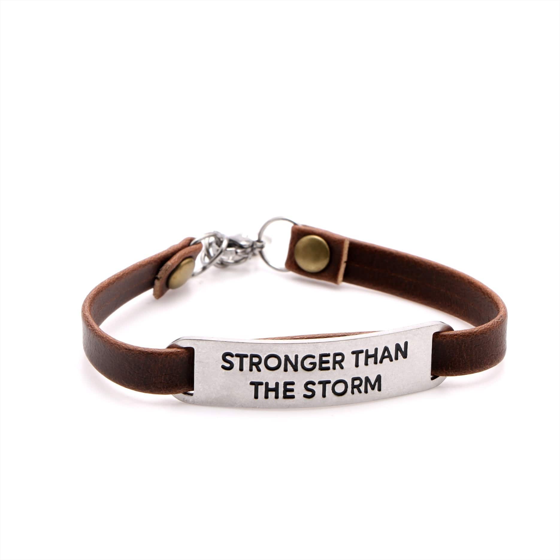 Stronger Than The Storm - Inspirational Leather Bracelet