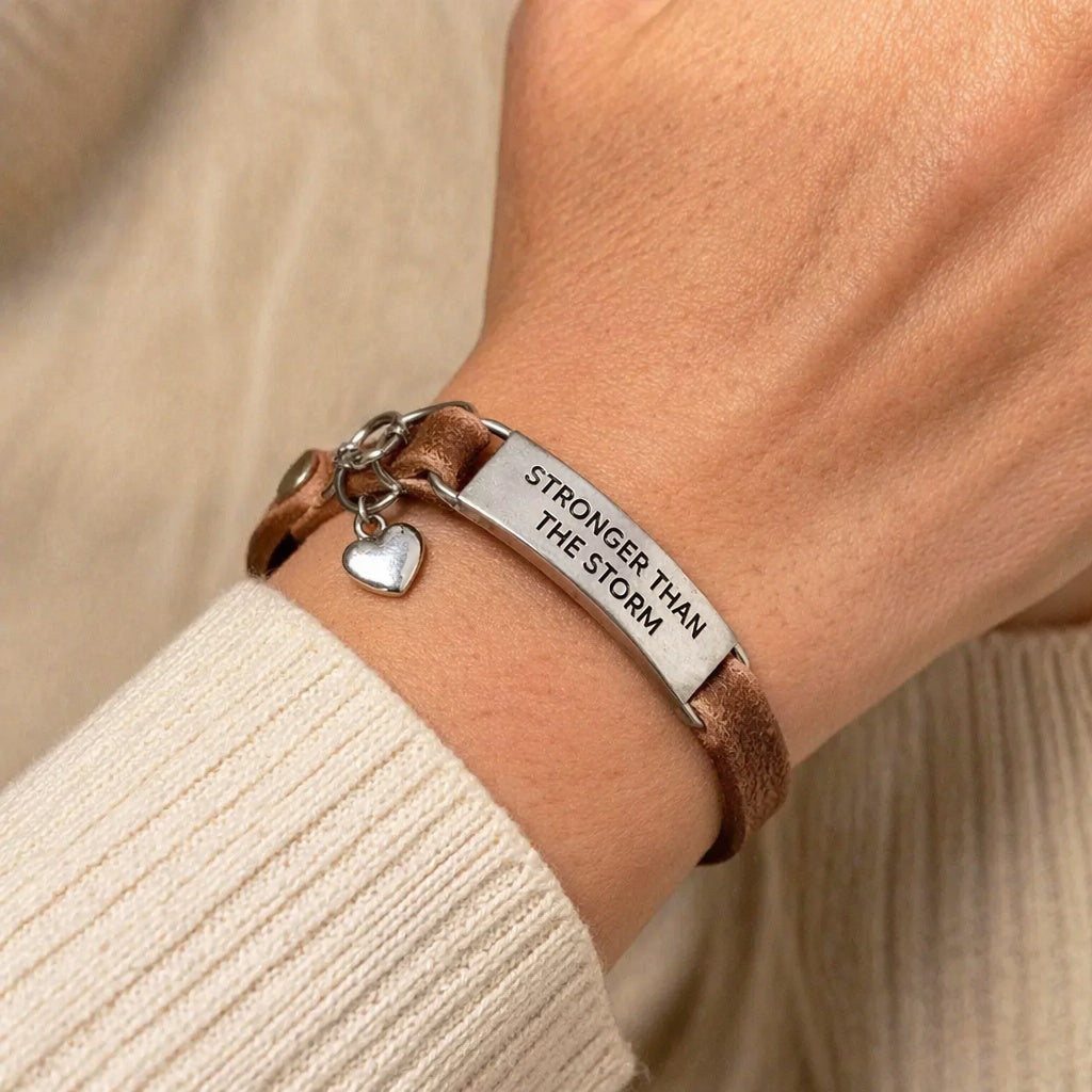 Stronger Than The Storm Leather Bracelet