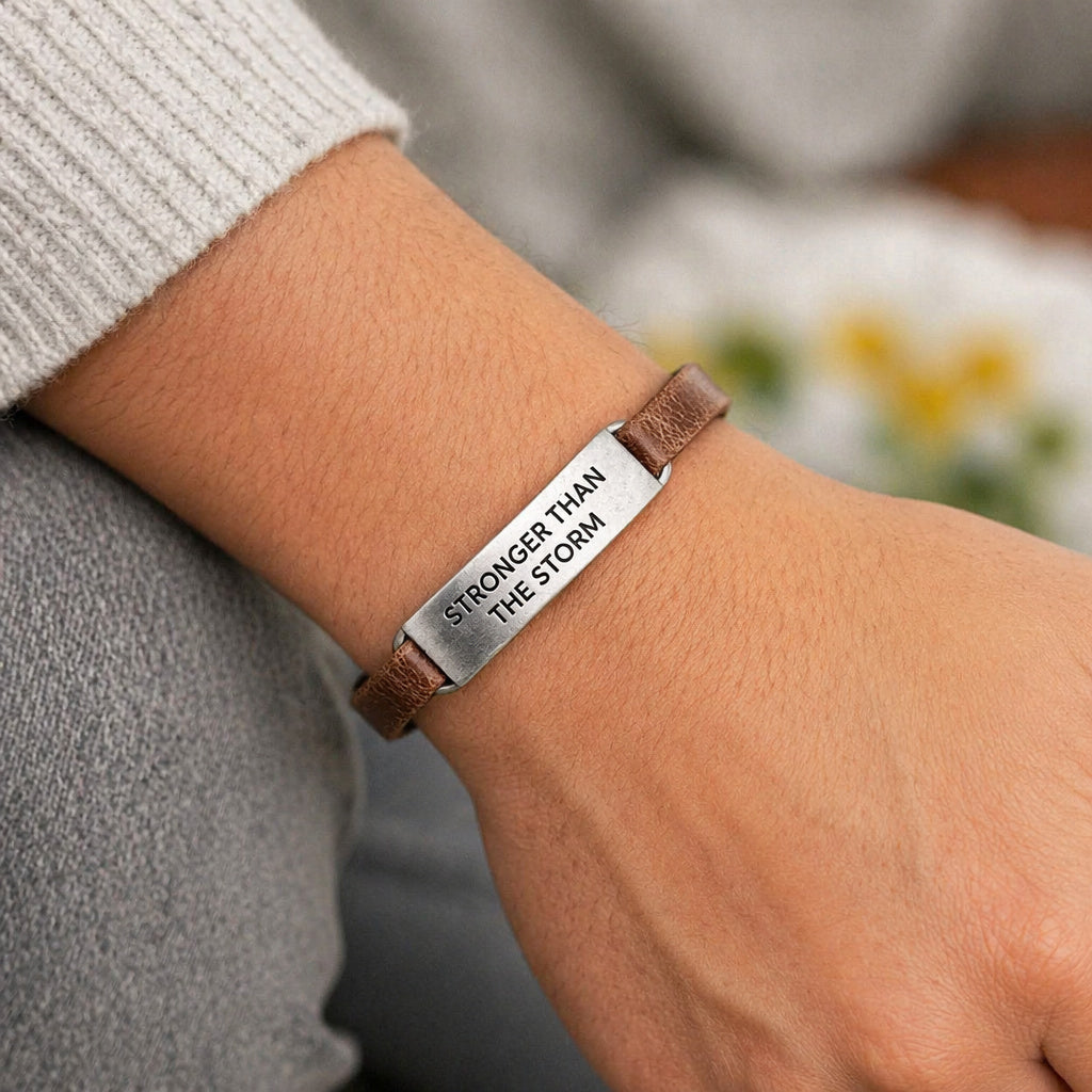 Stronger Than The Storm Leather Bracelet