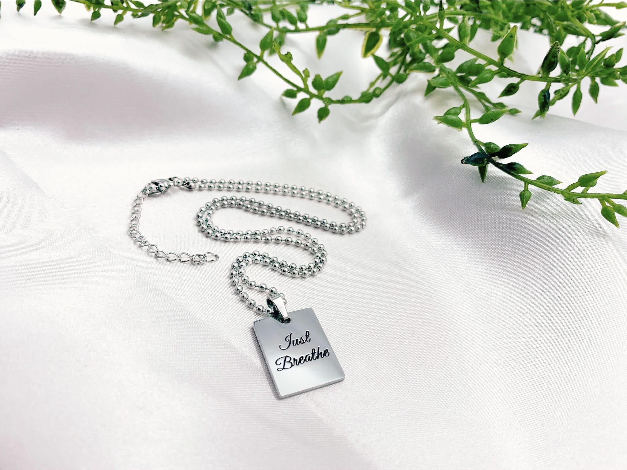Just Breathe Pendant Necklace - Silver