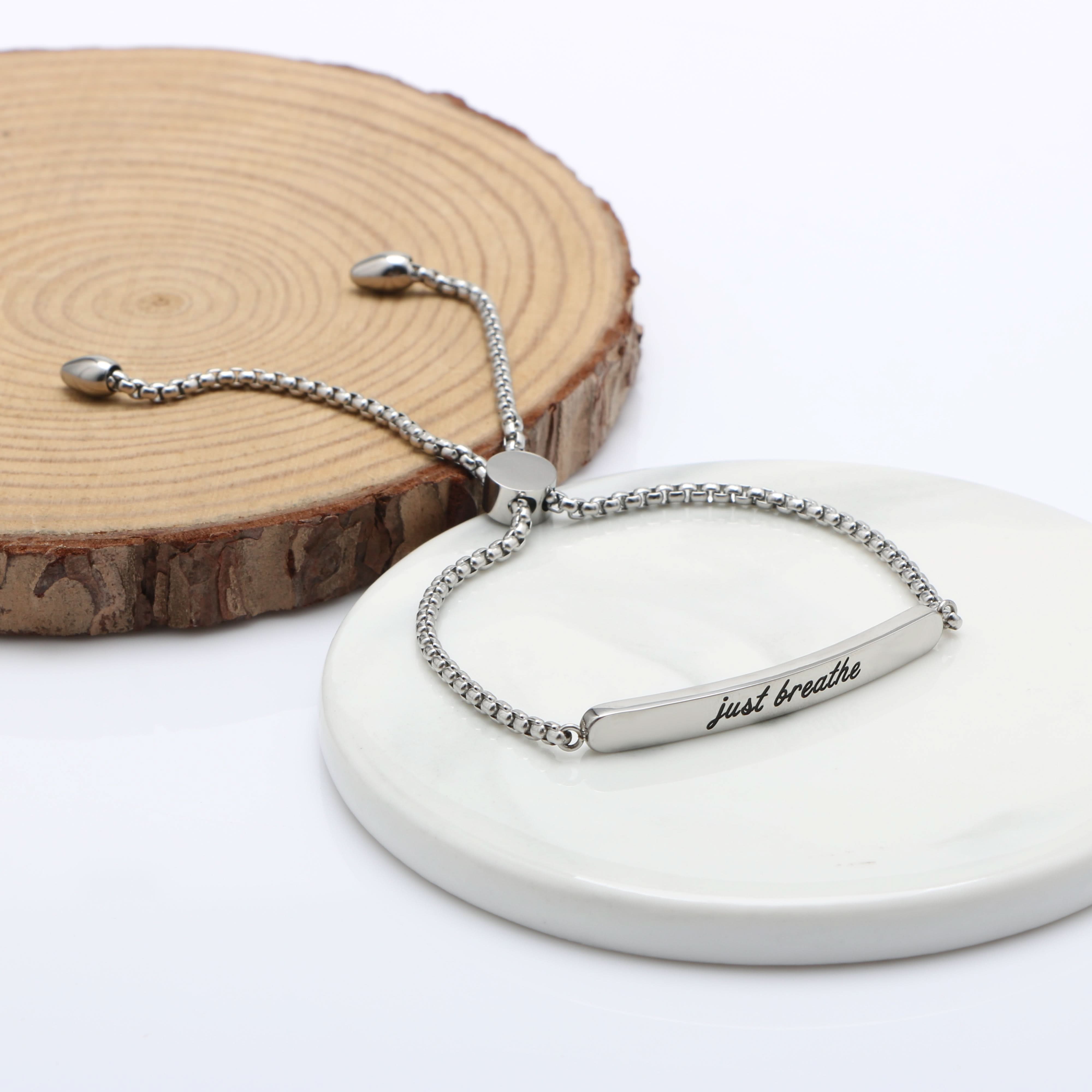 Just Breathe Affirmation Bracelet