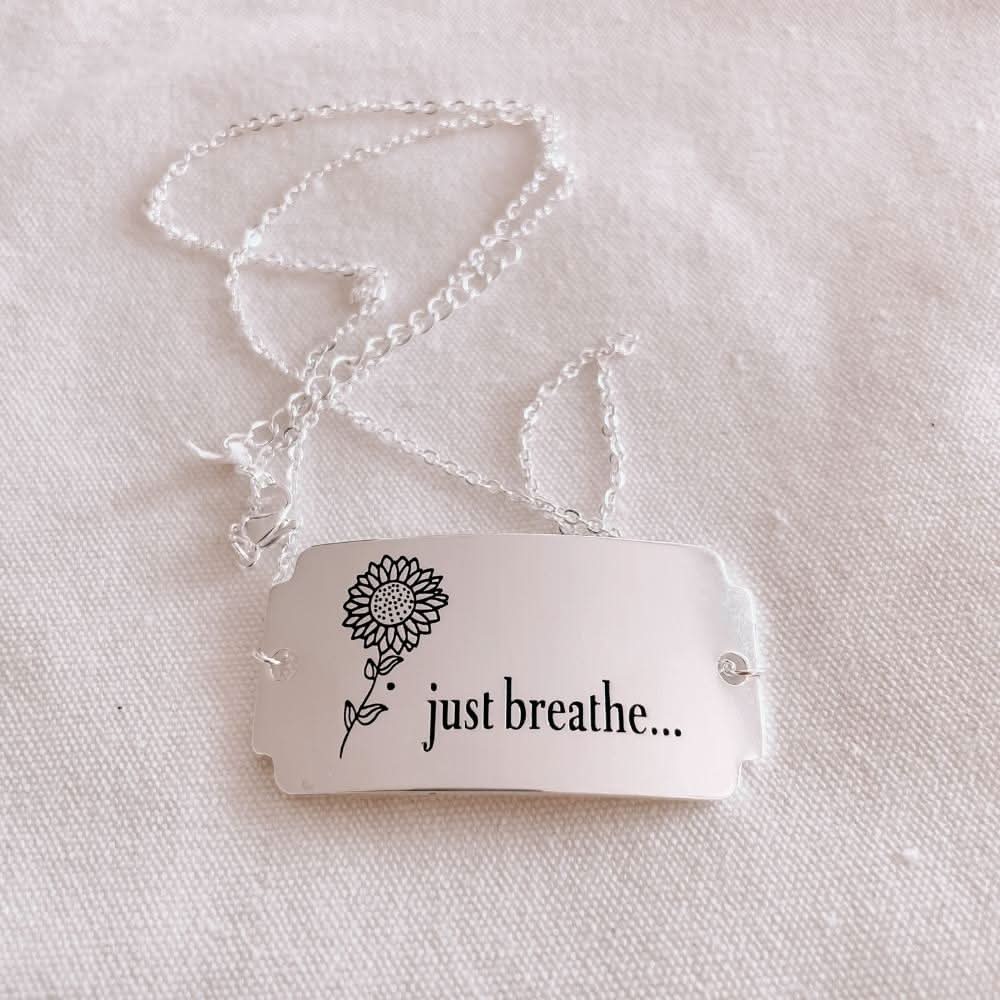 Just Breathe Sunflower Bar Necklace