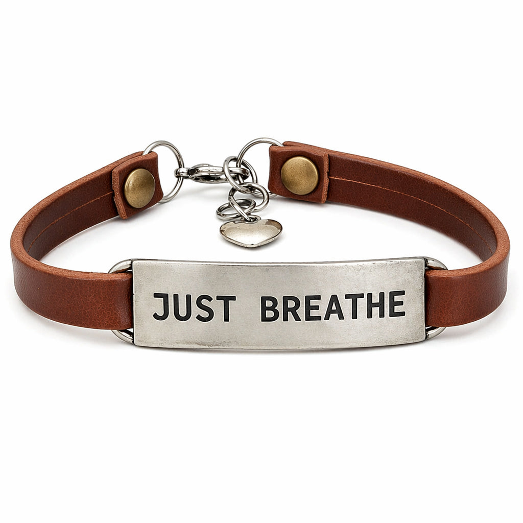 Just Breathe Leather Bracelet