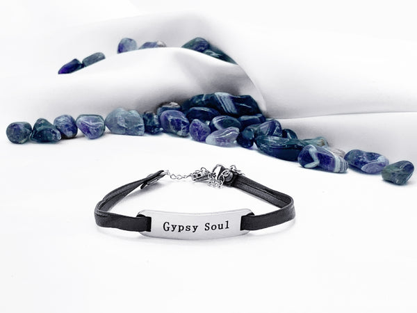 "Gypsy Soul" Black Leather Bracelet
