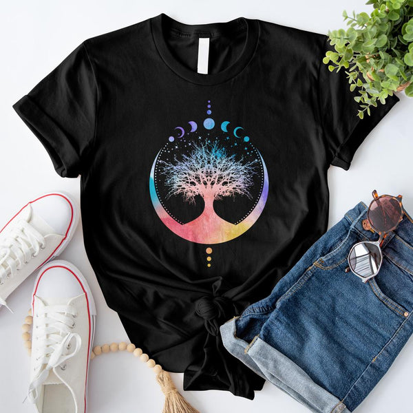 Mystical Tree of Life and Moon Phases T-Shirt