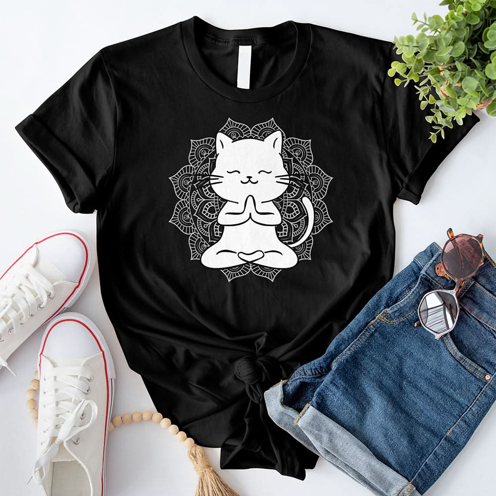 Cat Yoga Mandala T-Shirt