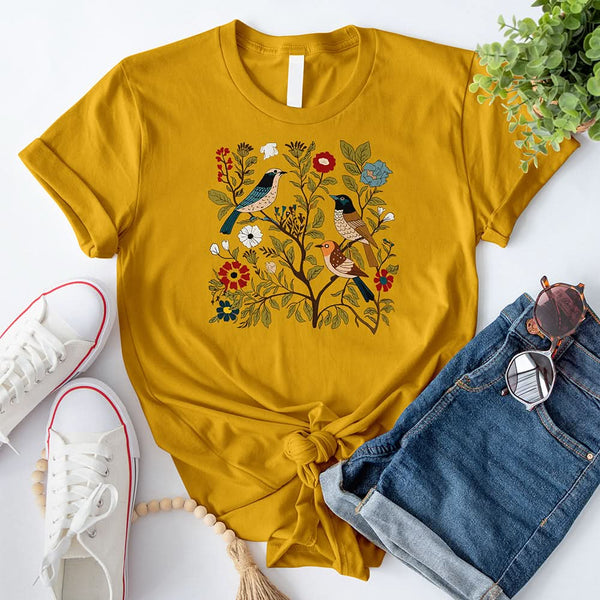 Cottagecore Birds and Flowers T-Shirt