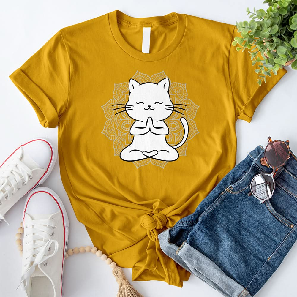 Cat Yoga Mandala T-Shirt