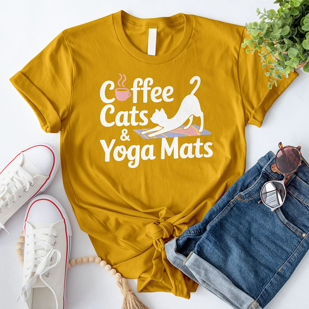 Coffee Cats and Yoga Mats T-Shirt