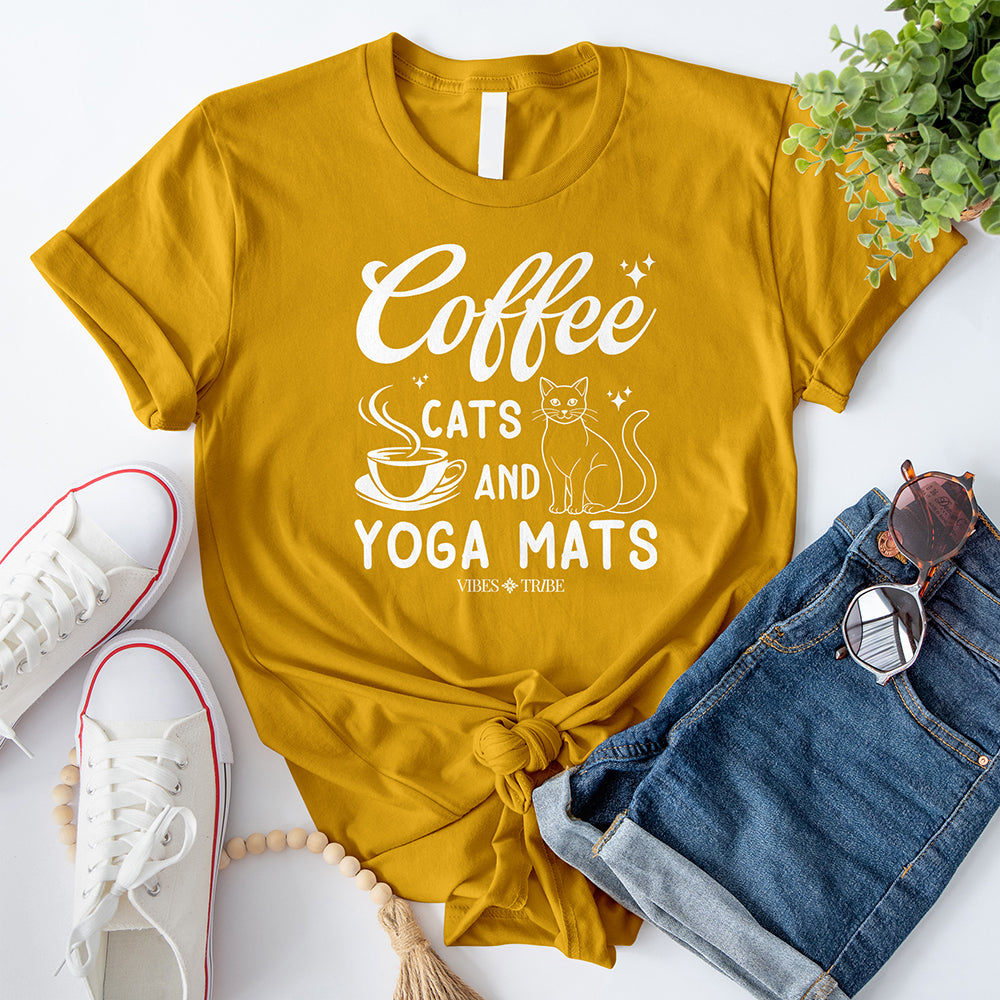 Coffee Cats and Yoga Mats T-Shirt