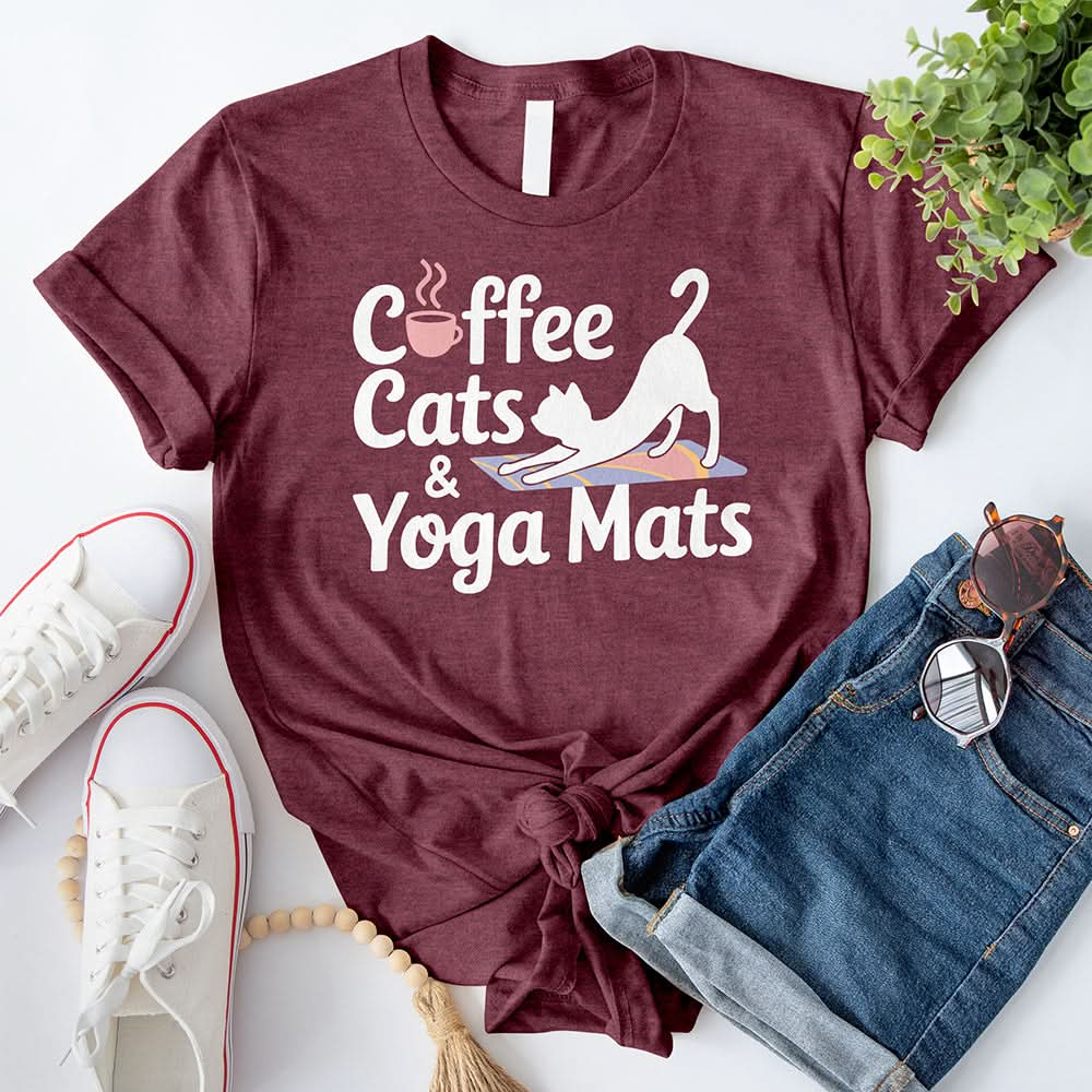 Coffee Cats and Yoga Mats T-Shirt