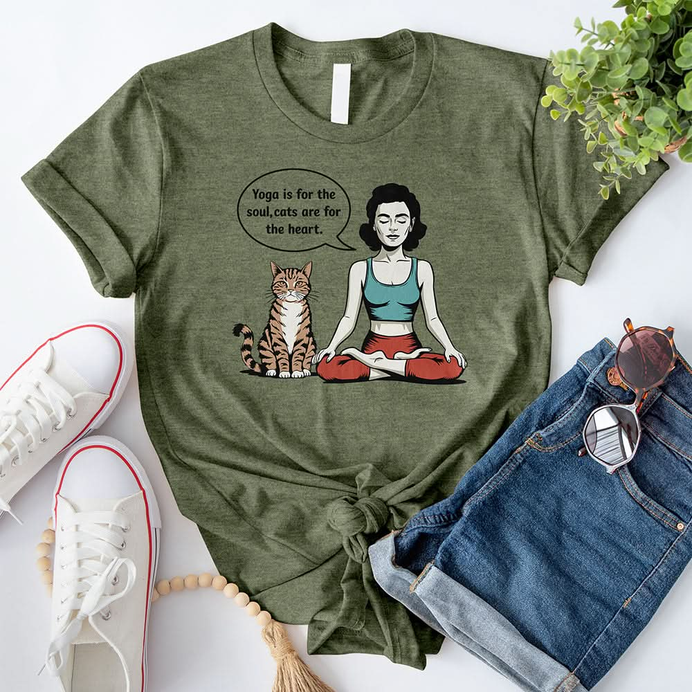 Yoga Is for the Soul, Cats Are for the Heart T-Shirt