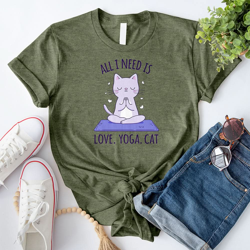 All I need is love yoga cat T-Shirt