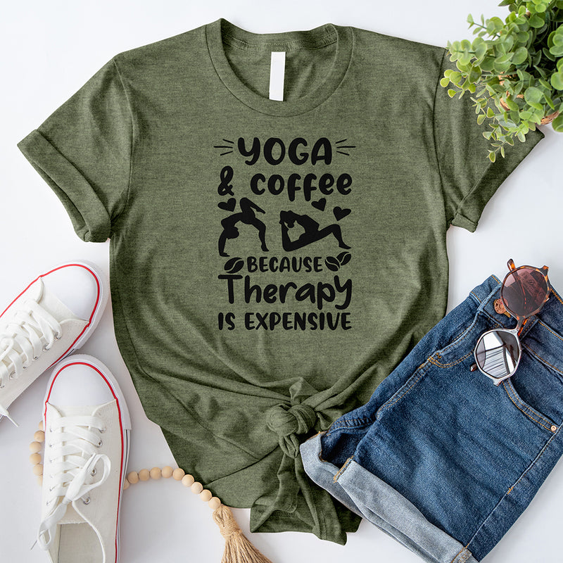 Yoga Coffee Because Therapy is Expensive T-Shirt