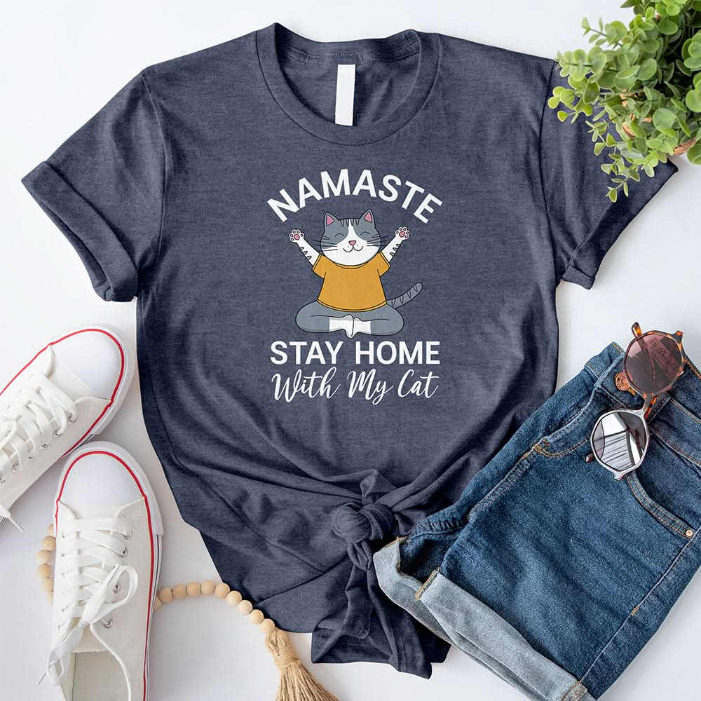 Namaste Stay Home With My Cat T-Shirt