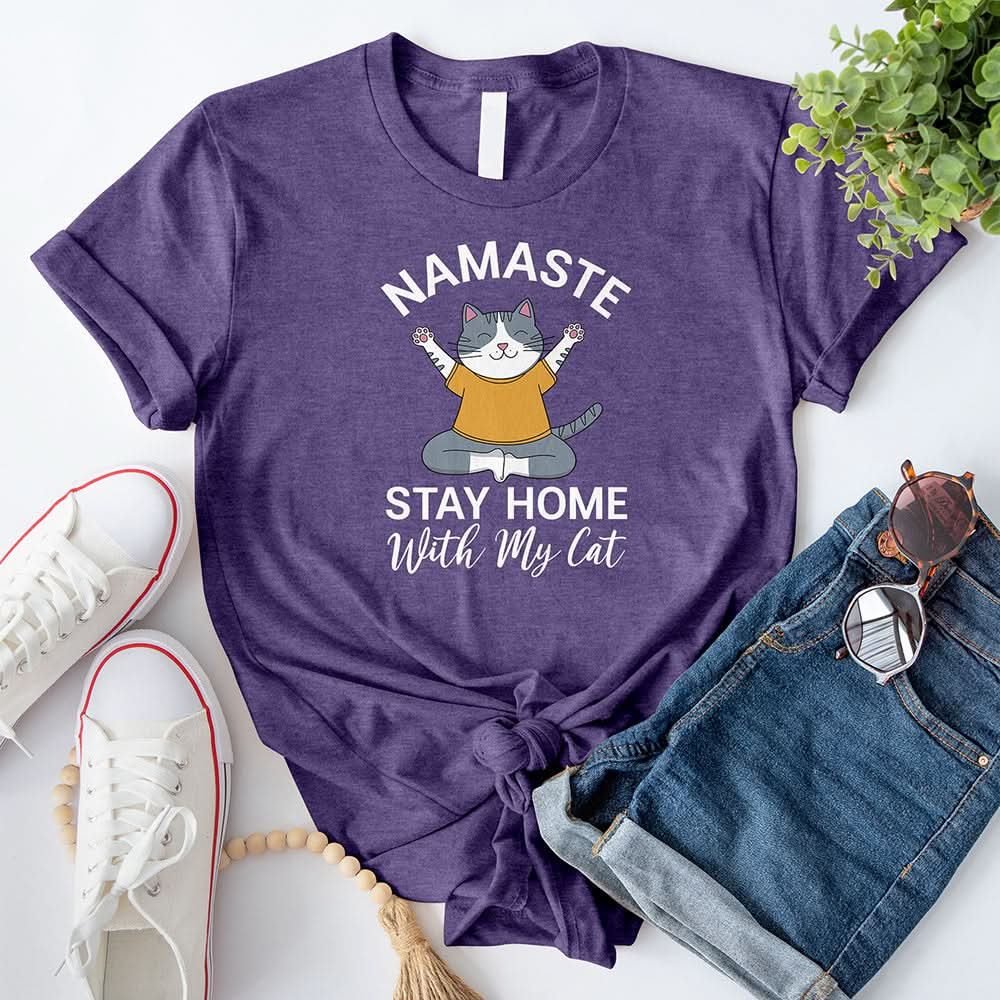 Namaste Stay Home With My Cat T-Shirt