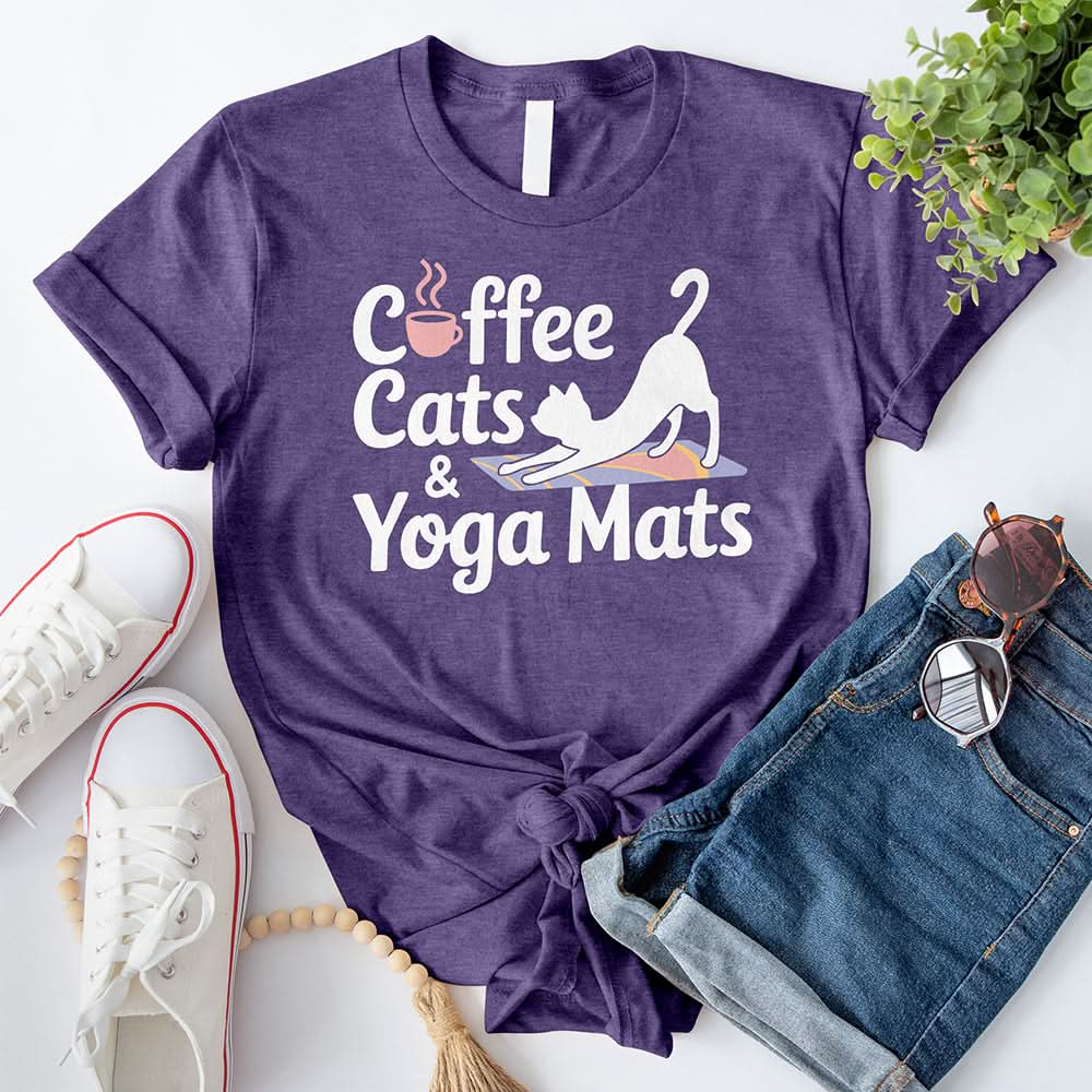 Coffee Cats and Yoga Mats T-Shirt