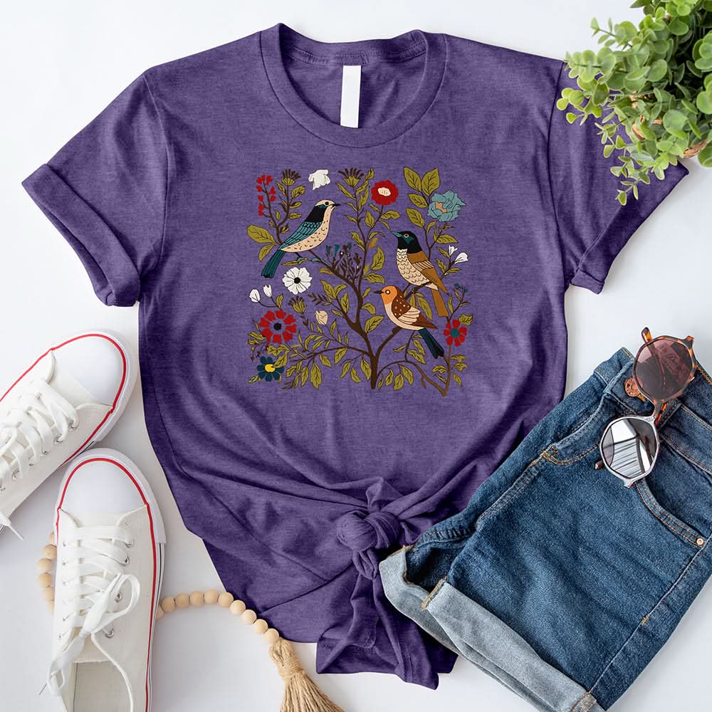 Cottagecore Birds and Flowers T-Shirt