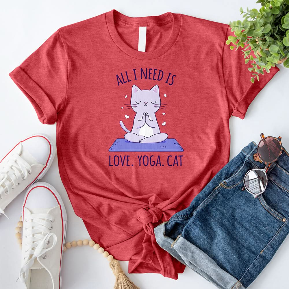 All I need is love yoga cat T-Shirt