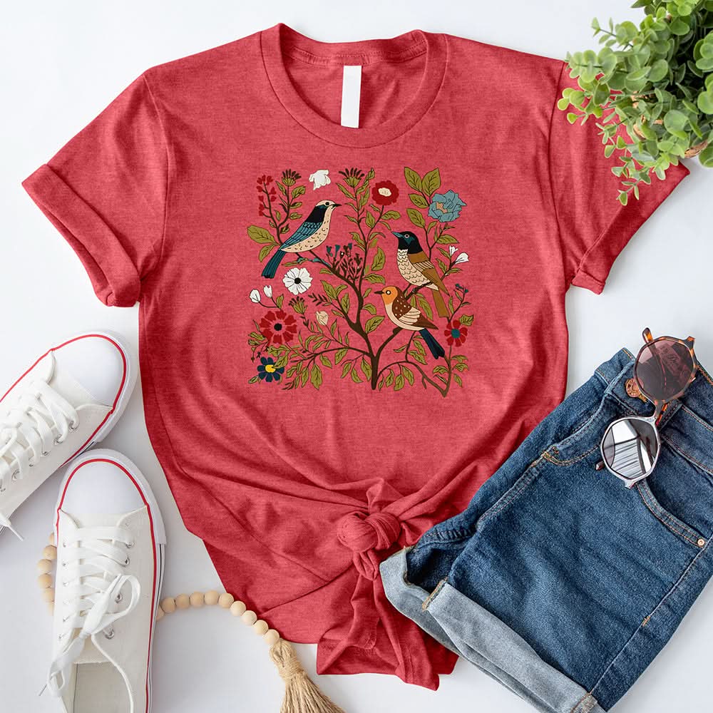 Cottagecore Birds and Flowers T-Shirt
