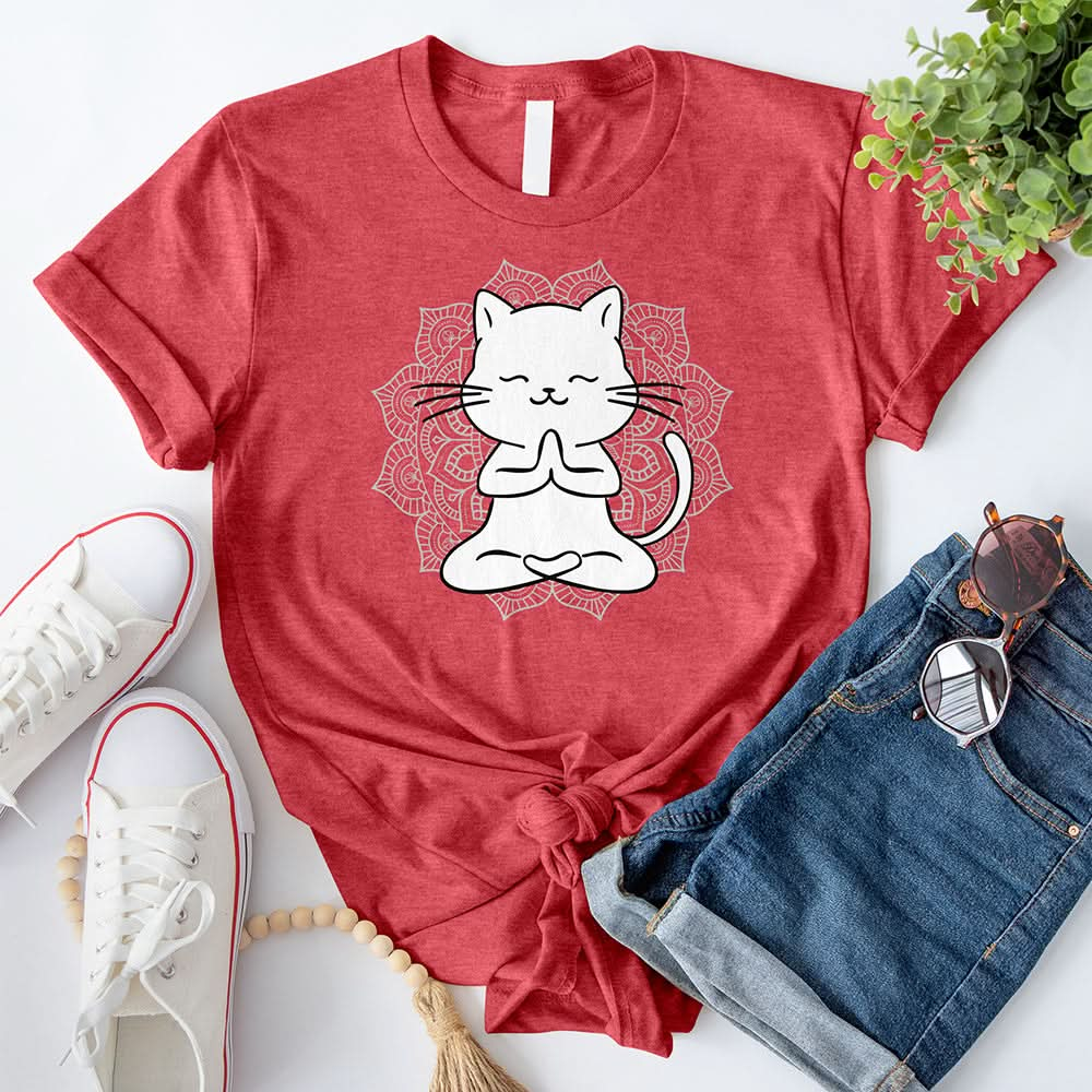 Cat Yoga Mandala T-Shirt