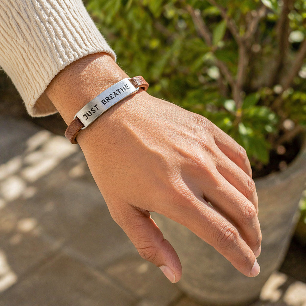 Just Breathe Leather Bracelet