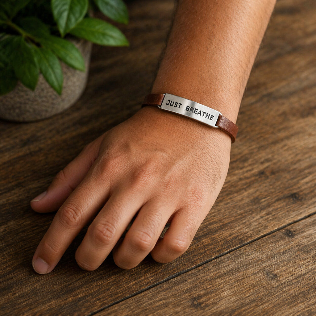 Just Breathe Leather Bracelet