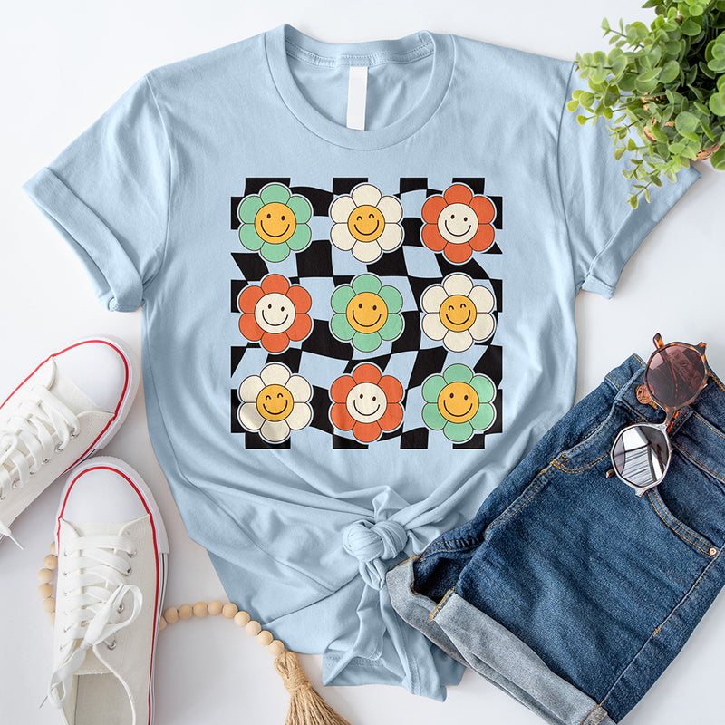 Checkered Flowers T-Shirt