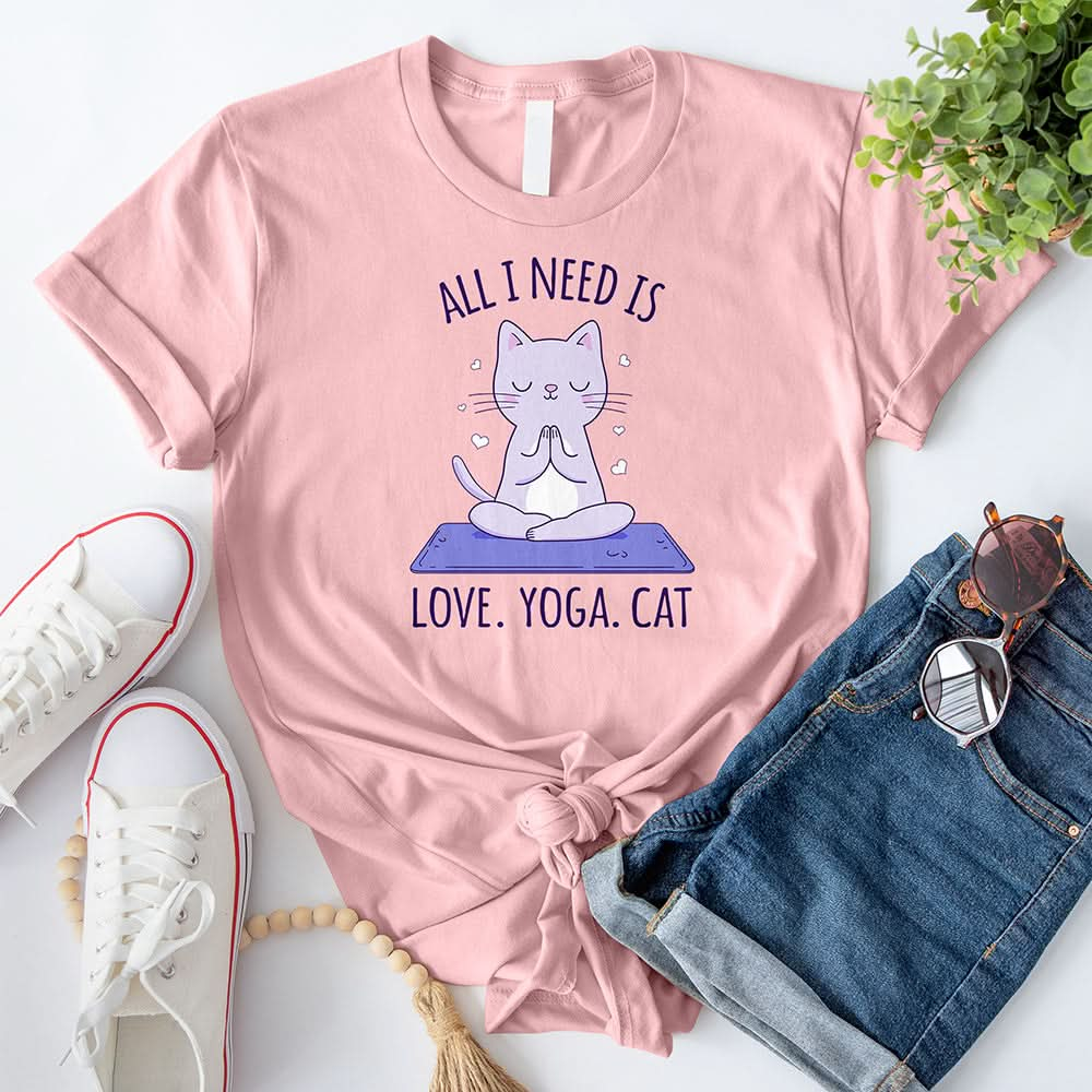 All I need is love yoga cat T-Shirt