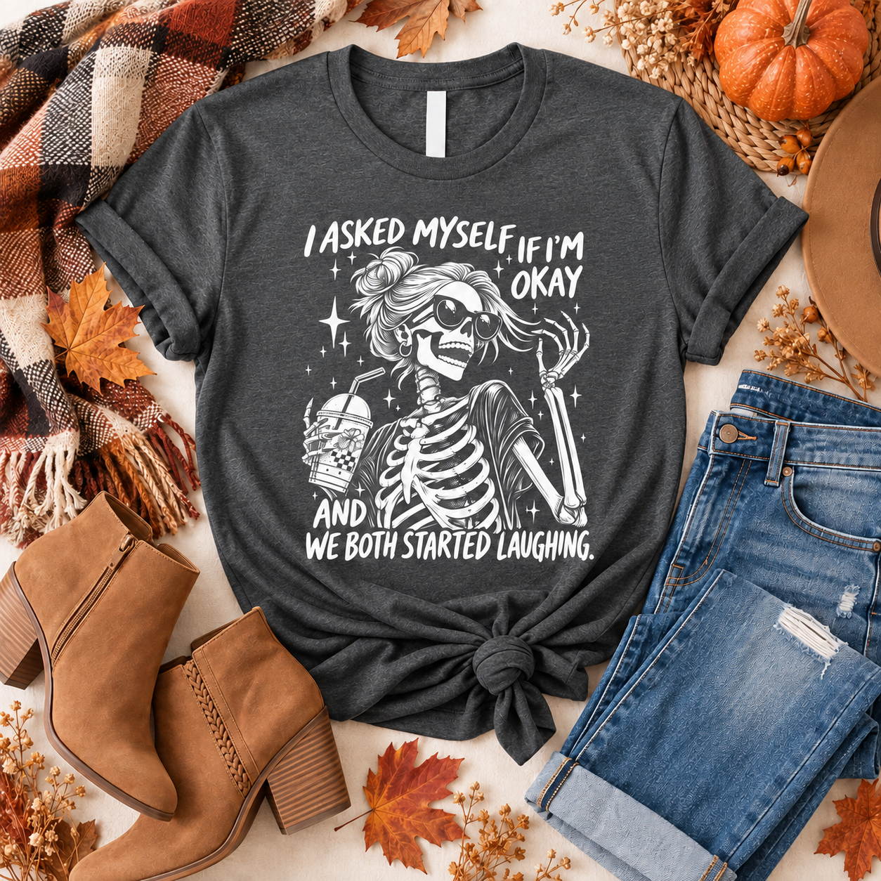 Mental Health Halloween Tshirt Heather Grey