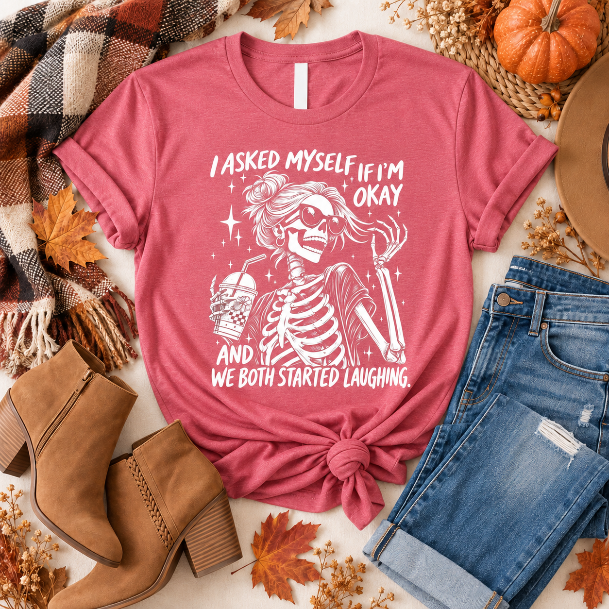 Mental Health Halloween Tshirt Heather Red