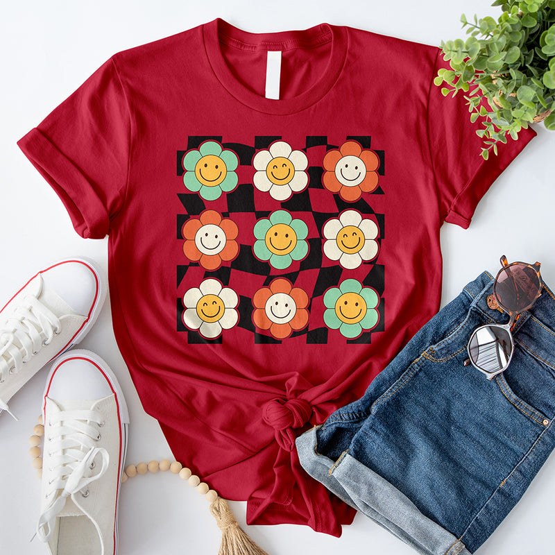 Checkered Flowers T-Shirt