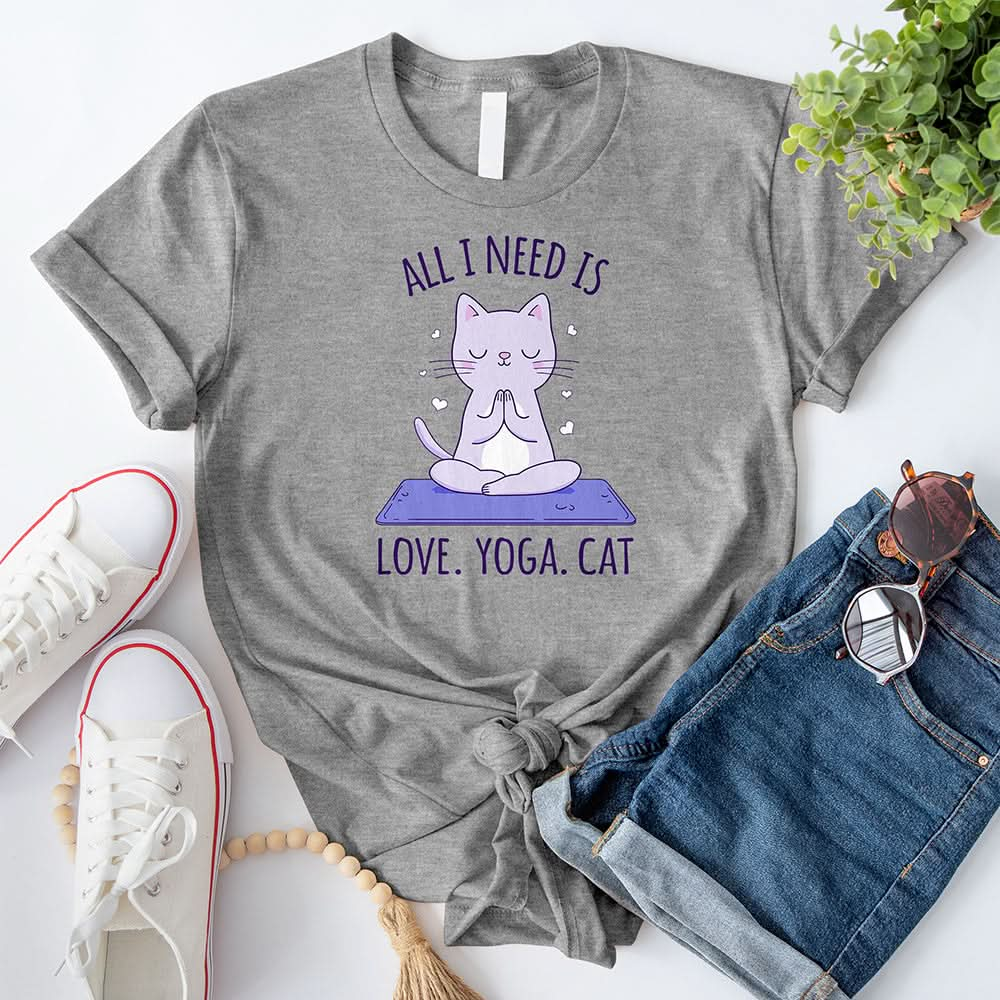 All I need is love yoga cat T-Shirt