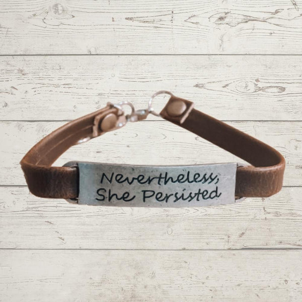 "Nevertheless She Persisted" Leather Bracelet