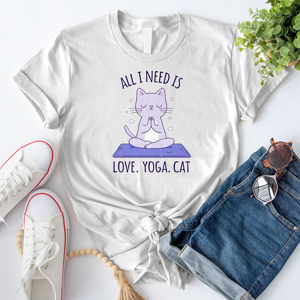 All I need is love yoga cat T-Shirt