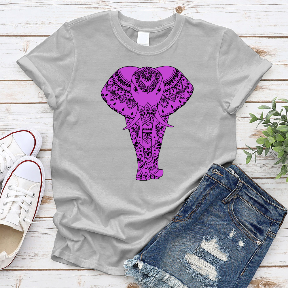 Tribal Elephant Purple T-shirt