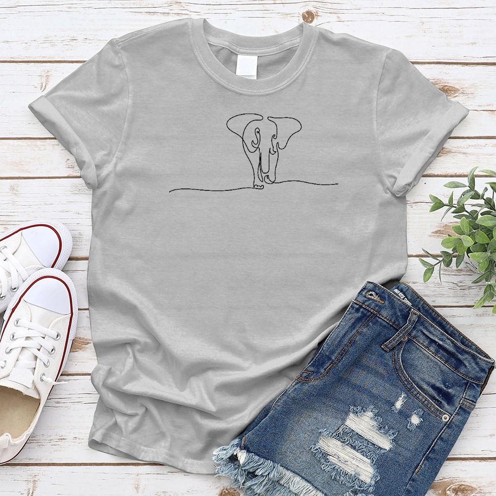 Continuous Line Elephant T-Shirt