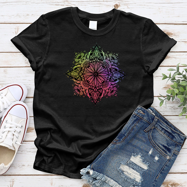 Rainbow Floral Mandala T-Shirt