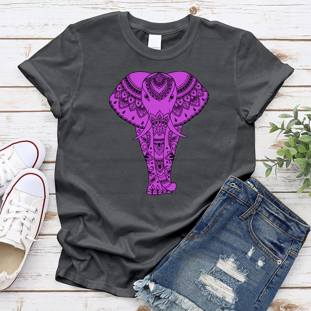 Tribal Elephant Purple T-shirt