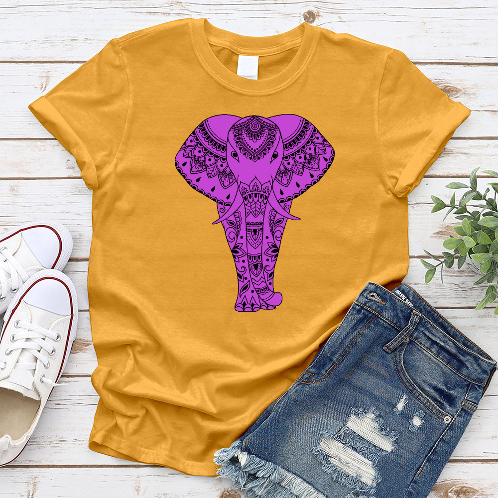 Tribal Elephant Purple T-shirt