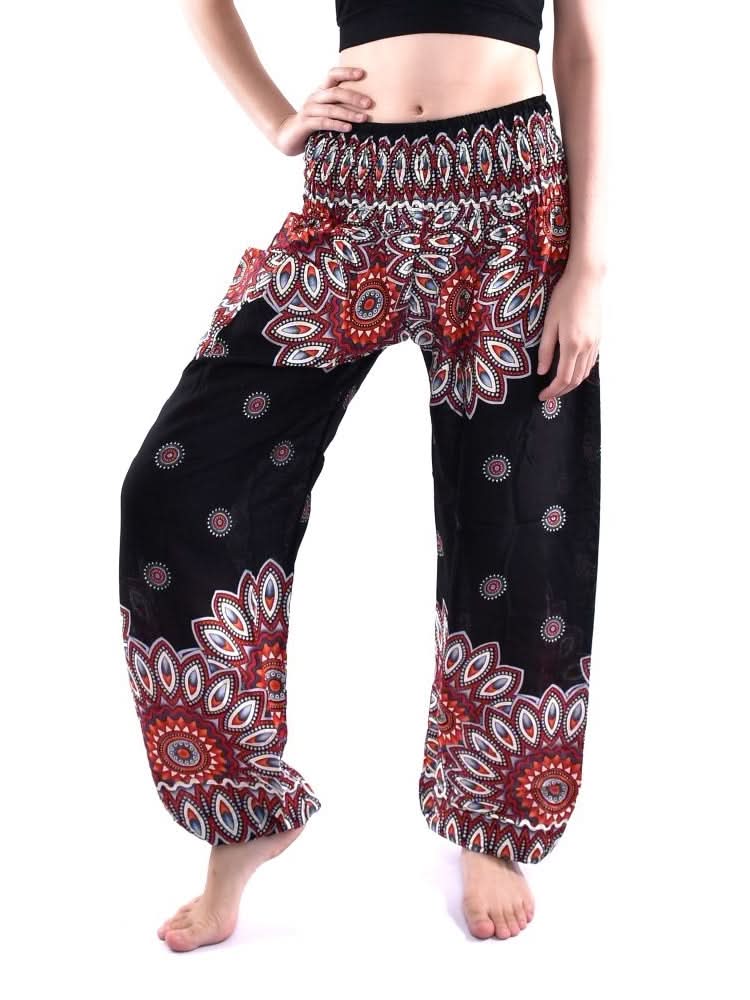 Red Flowers Elephant Pants