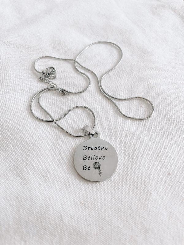 Breathe, Believe, Be - Meditation Necklace