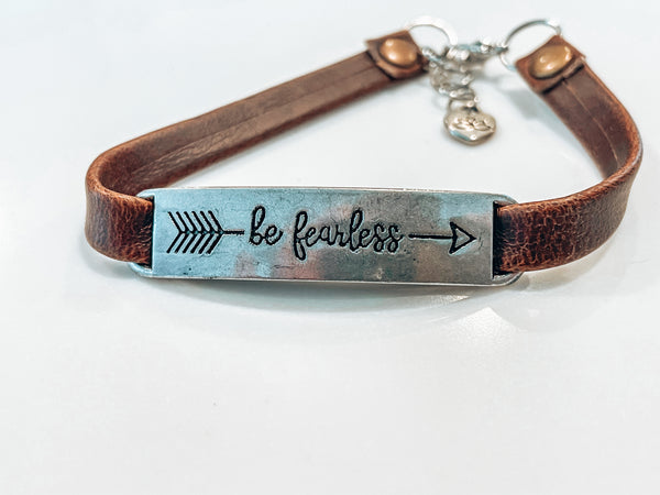 "Be Fearless" Faux Leather Bracelet