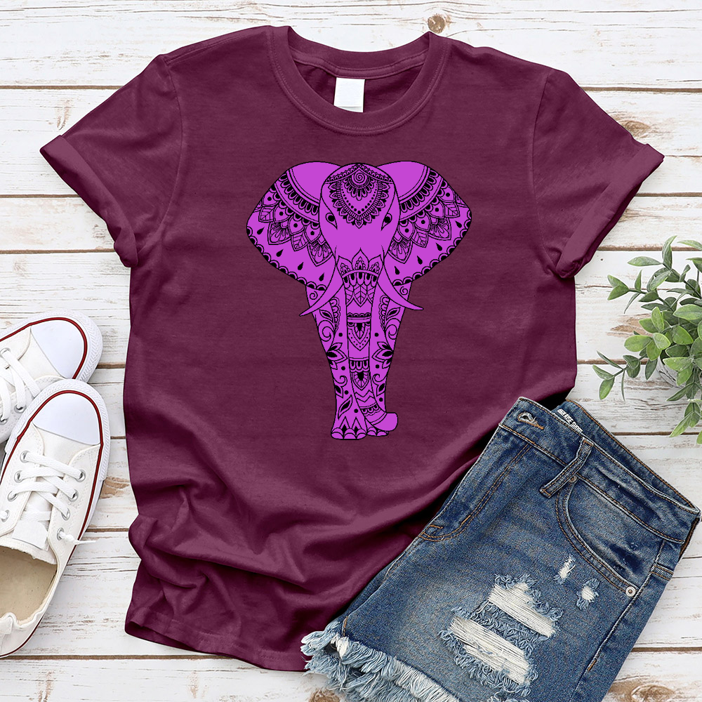 Tribal Elephant Purple T-shirt