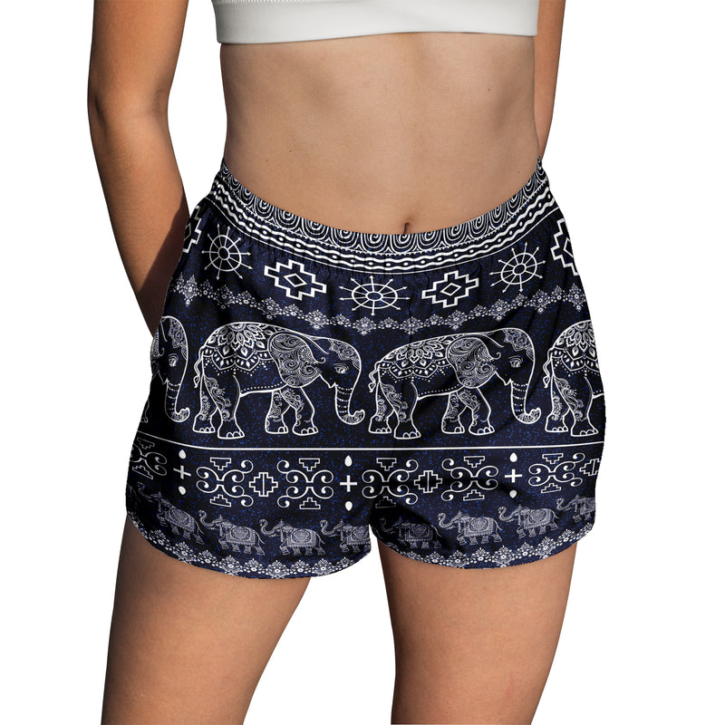 Navy Tribal Elephant Shorts