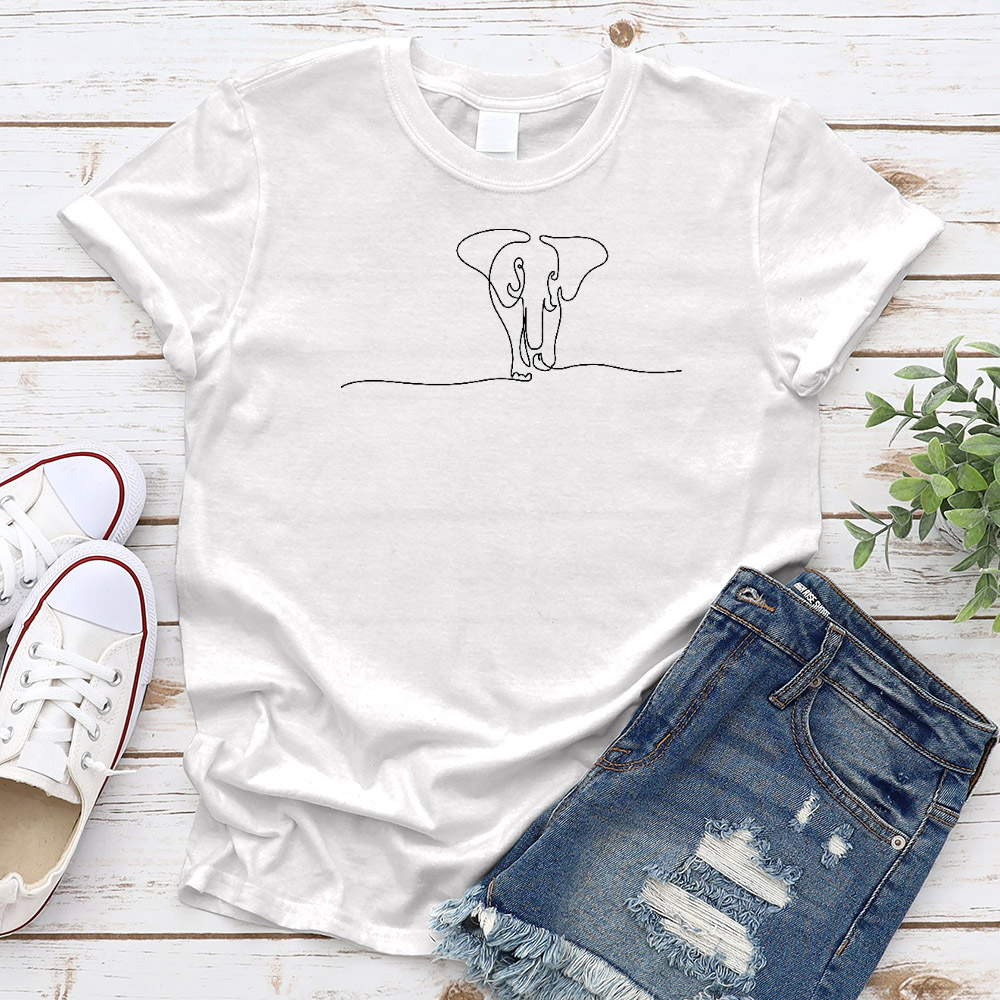 Continuous Line Elephant T-Shirt