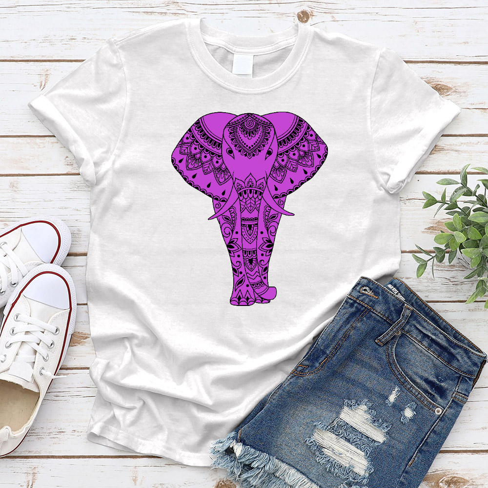 Tribal Elephant Purple T-shirt